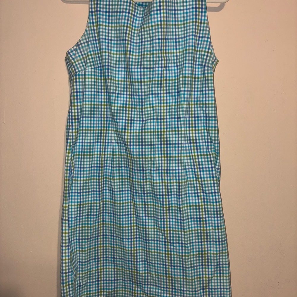 Plaid Midi Dress in Blue and Green